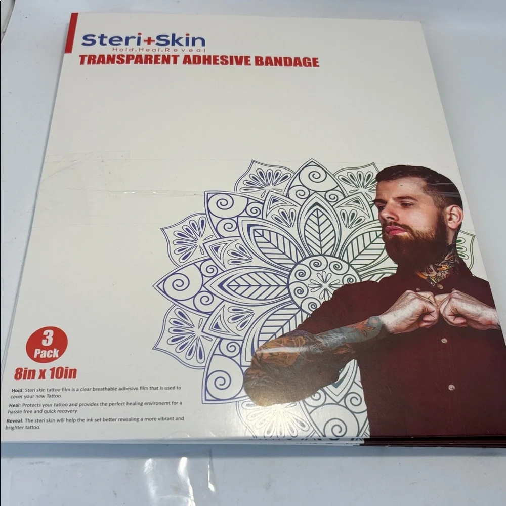 Steri+Skin Transparent Adhesive Bandage Tattoo Cover 3 Pack 8x10 NWT